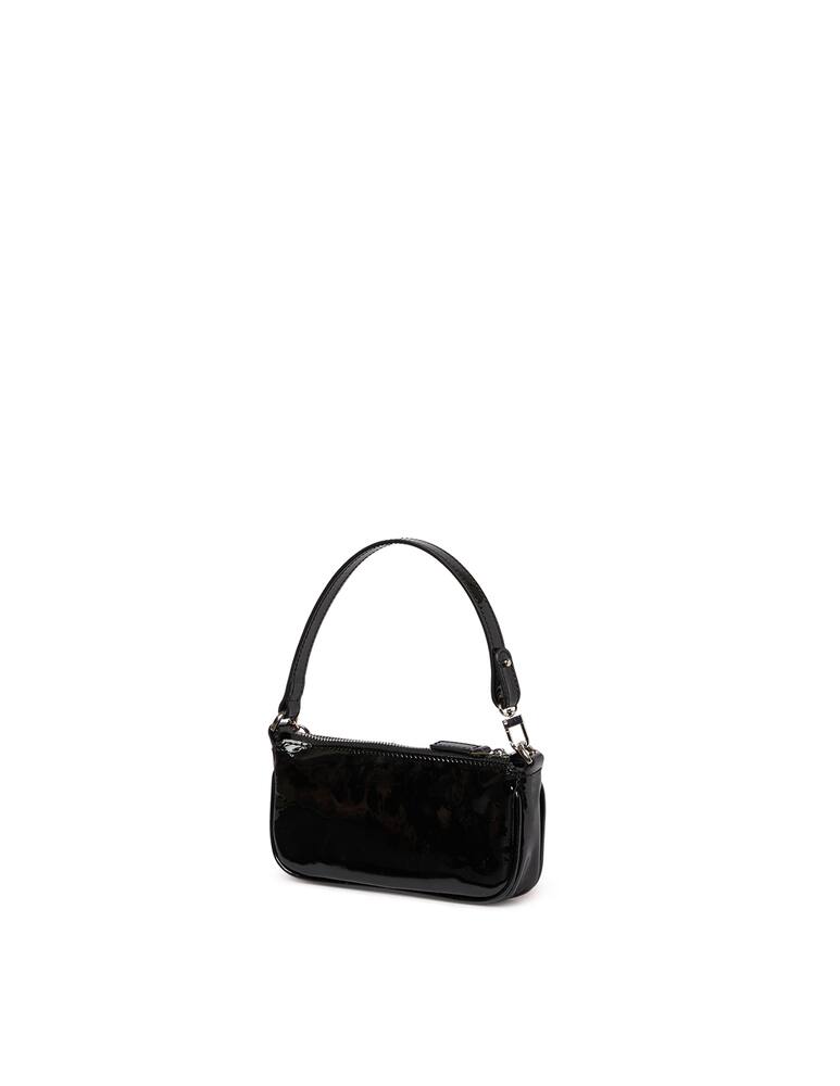 rinascente By Far Mini Rachel Black Semi Patent Pelle Borsa a Mano