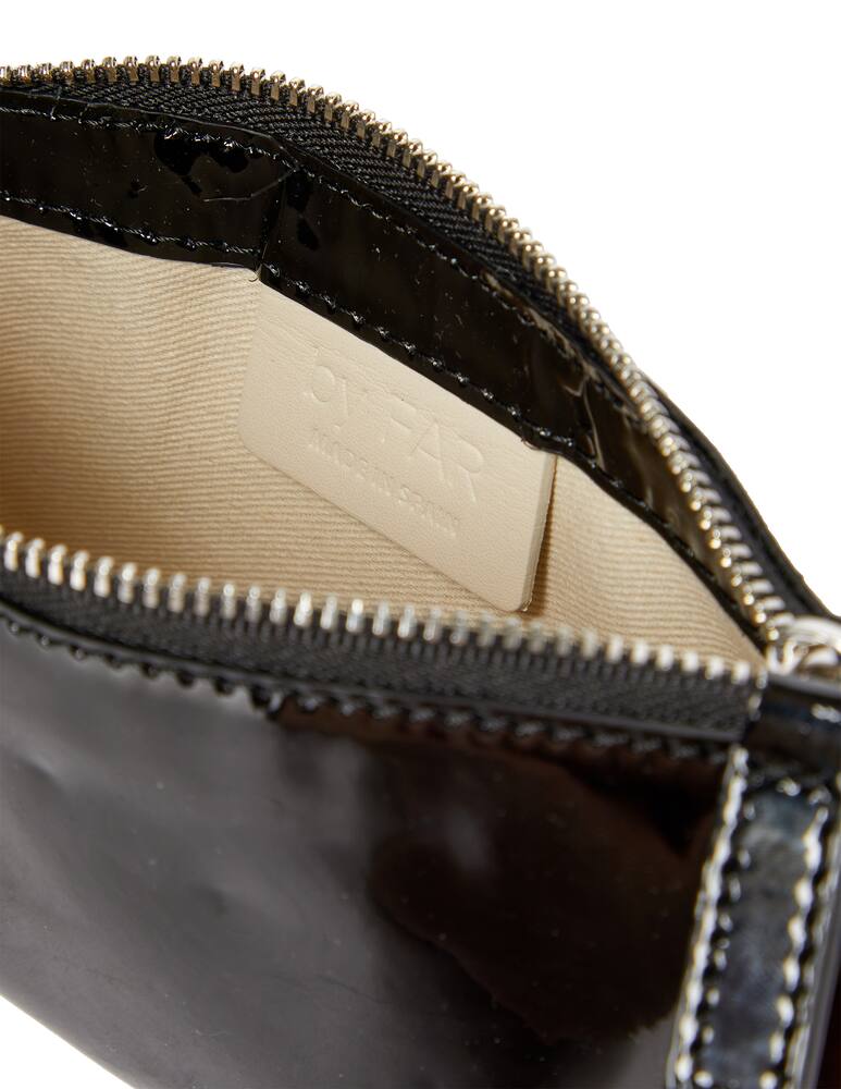 rinascente By Far Mini Rachel Black Semi Patent Pelle Borsa a Mano