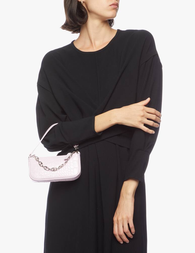 rinascente By Far Mini Rachel Pink Croco Embossed Leather Bag