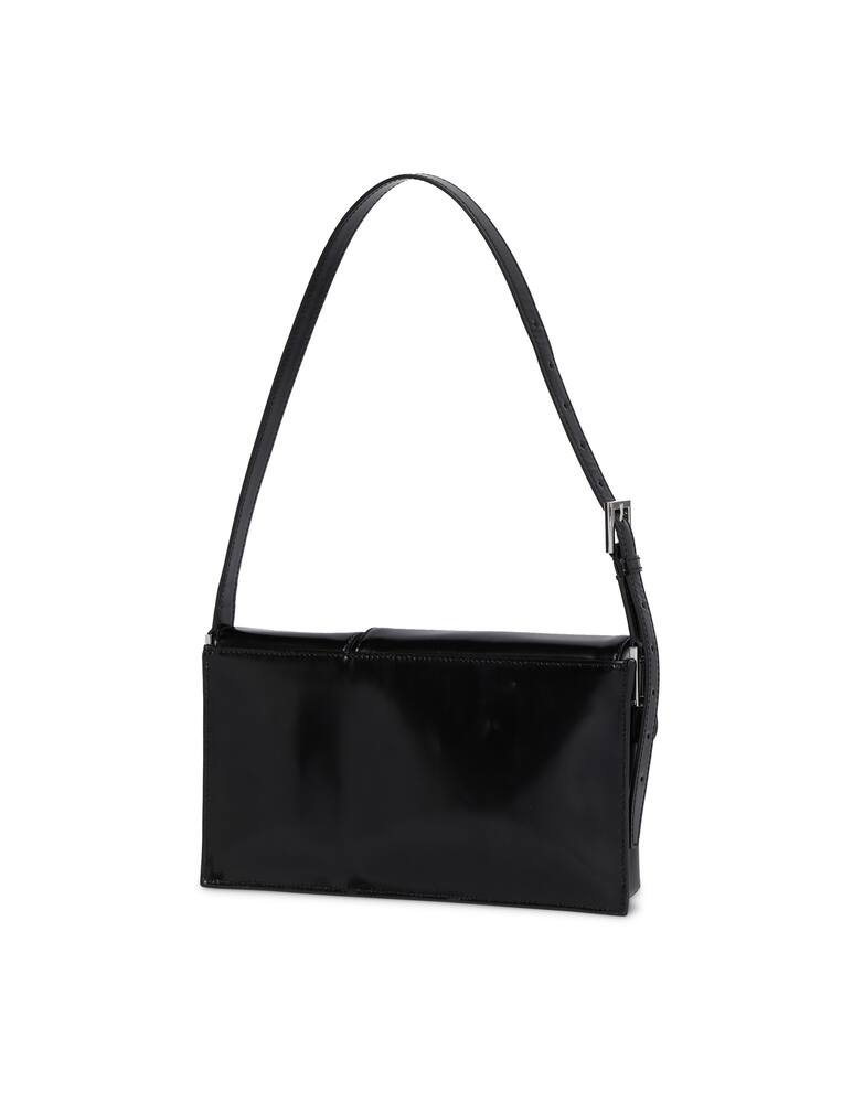 rinascente By Far Sabrina Black Croco Embossed Leather Bag