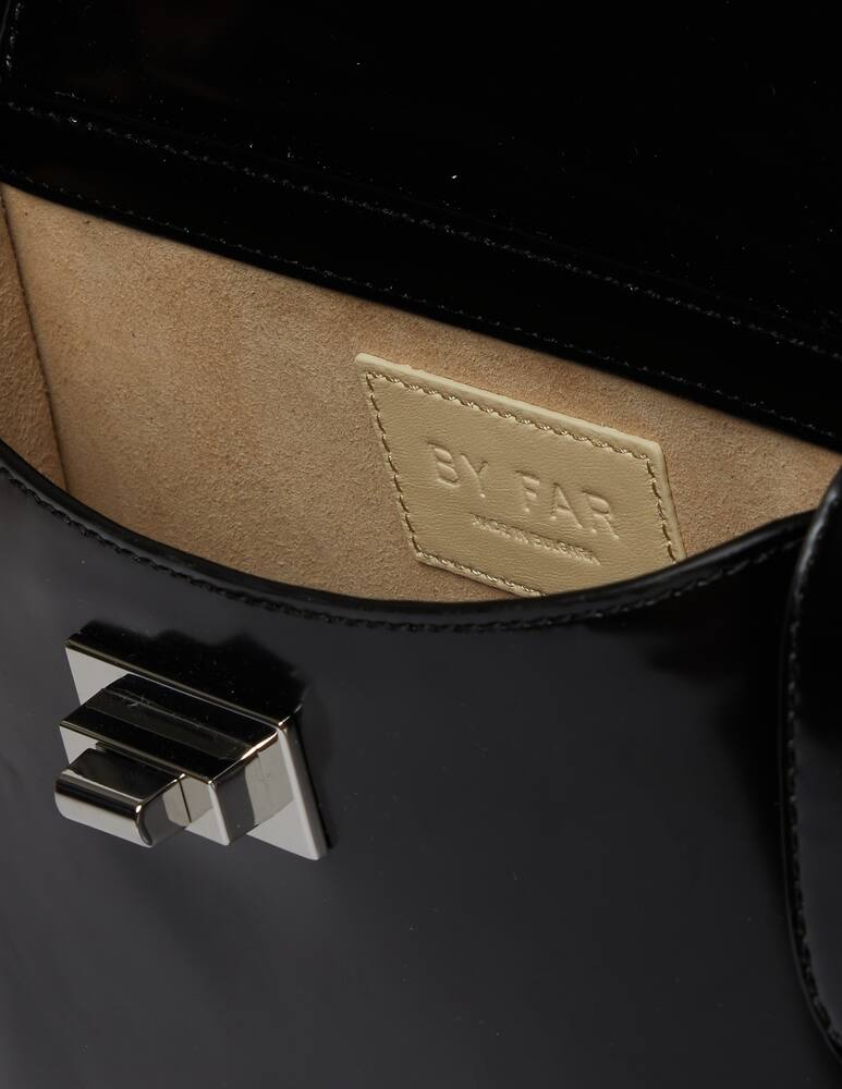 rinascente By Far Sabrina Black Croco Embossed Leather Bag