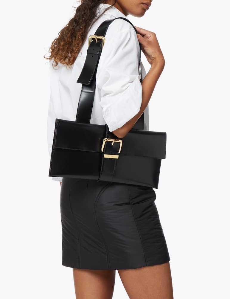 rinascente By Far Carol patent leather shoulder bag - black