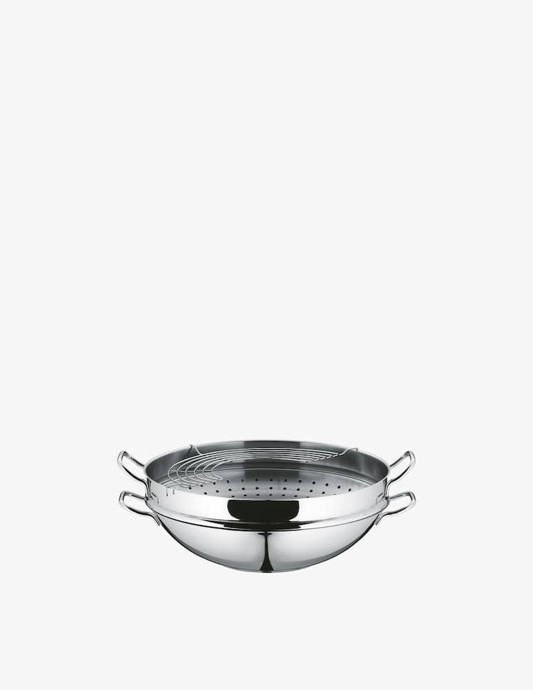 rinascente WMF Macao Wok With Steam Insert And Grill - Grey
