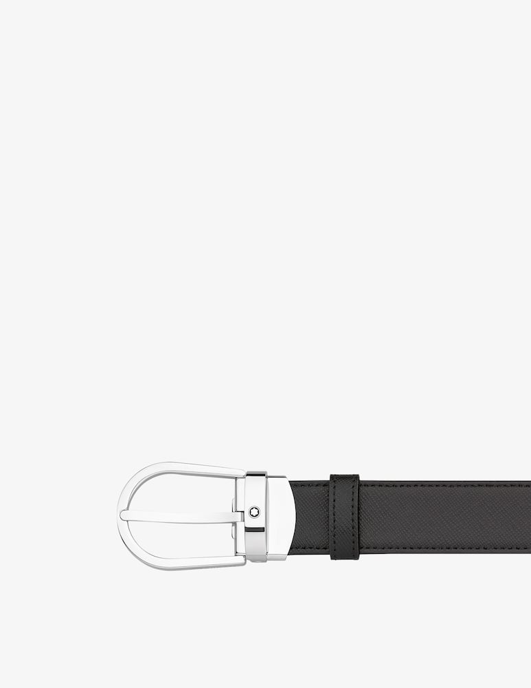 Montblanc Cintura reversibile nera e mosto in pelle stampata con fibbia a ferro di cavallo - immagine 1 Montblanc Cintura reversibile nera e mosto in pelle stampata con fibbia a ferro di cavallo - immagine 1