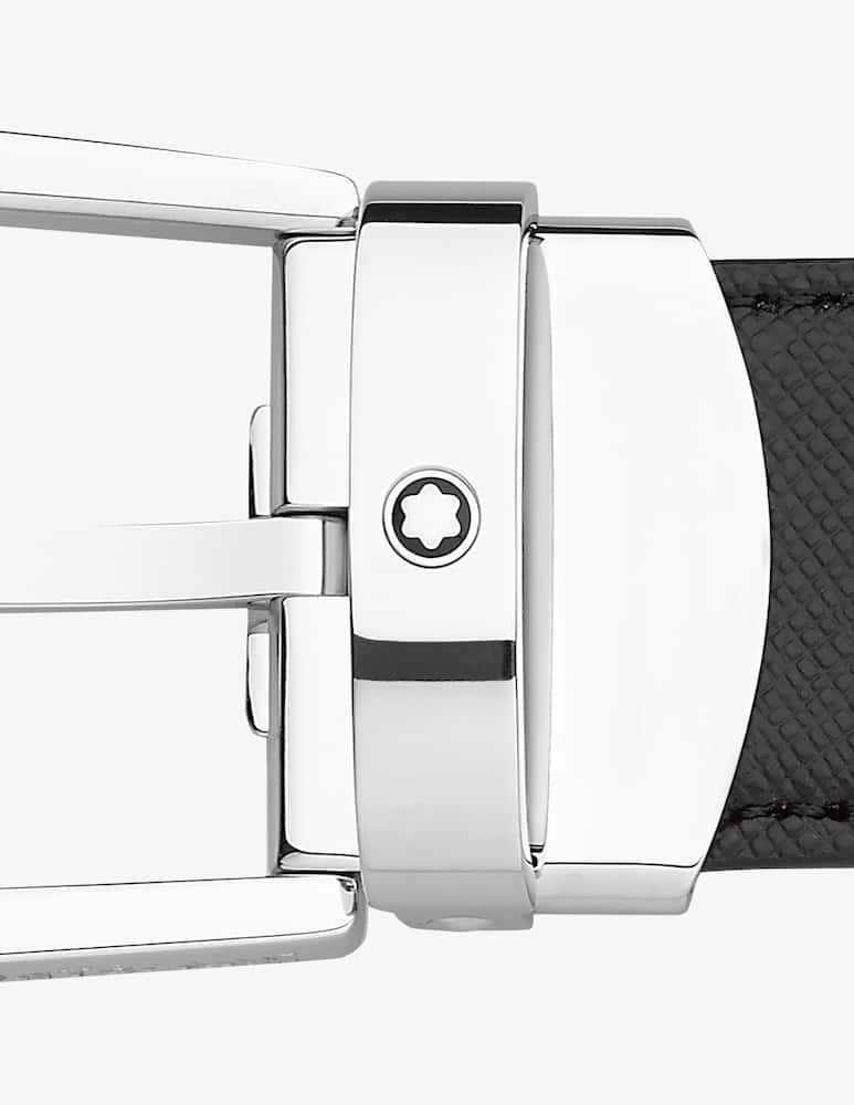 Montblanc Cintura reversibile nera e mosto in pelle stampata con fibbia a ferro di cavallo - immagine 2 Montblanc Cintura reversibile nera e mosto in pelle stampata con fibbia a ferro di cavallo - immagine 2