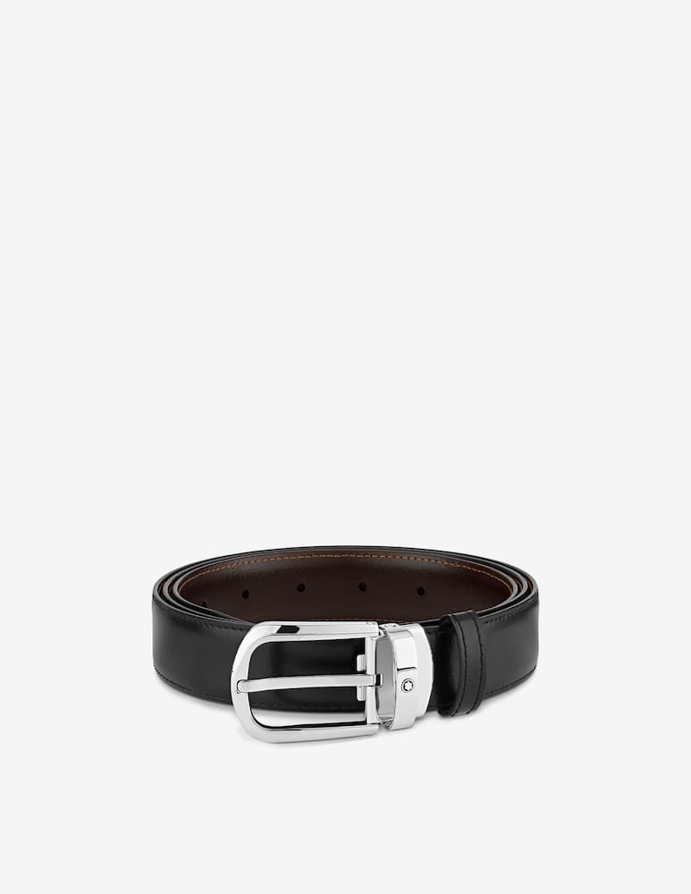 Montblanc Cintura reversibile in pelle nera e marrone 30 mm con fibbia a ferro di cavallo - immagine 1 Montblanc Cintura reversibile in pelle nera e marrone 30 mm con fibbia a ferro di cavallo - immagine 1