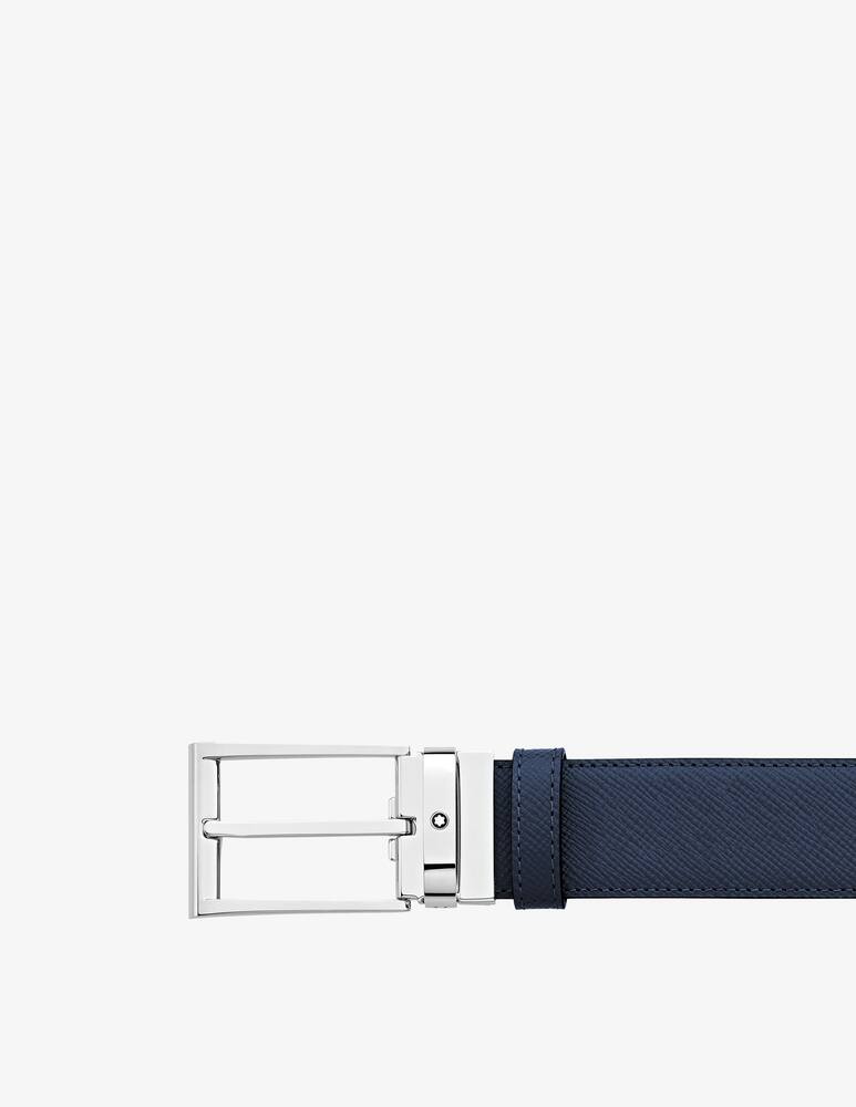 rinascente Montblanc Cintura reversibile in pelle nera e blu 35mm