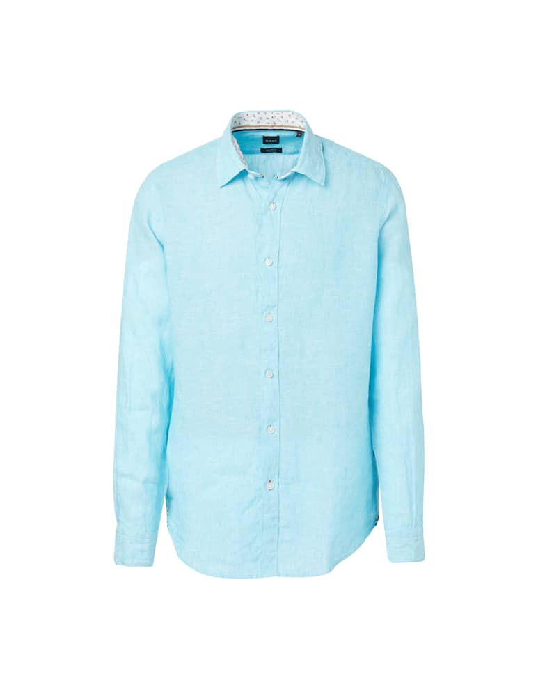 rinascente BOSS Washed linen regular shirt - light blue