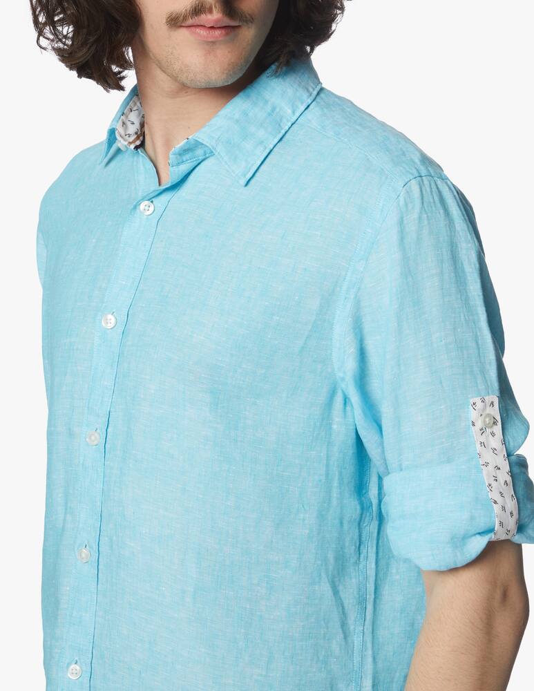 rinascente BOSS Washed linen regular shirt - light blue