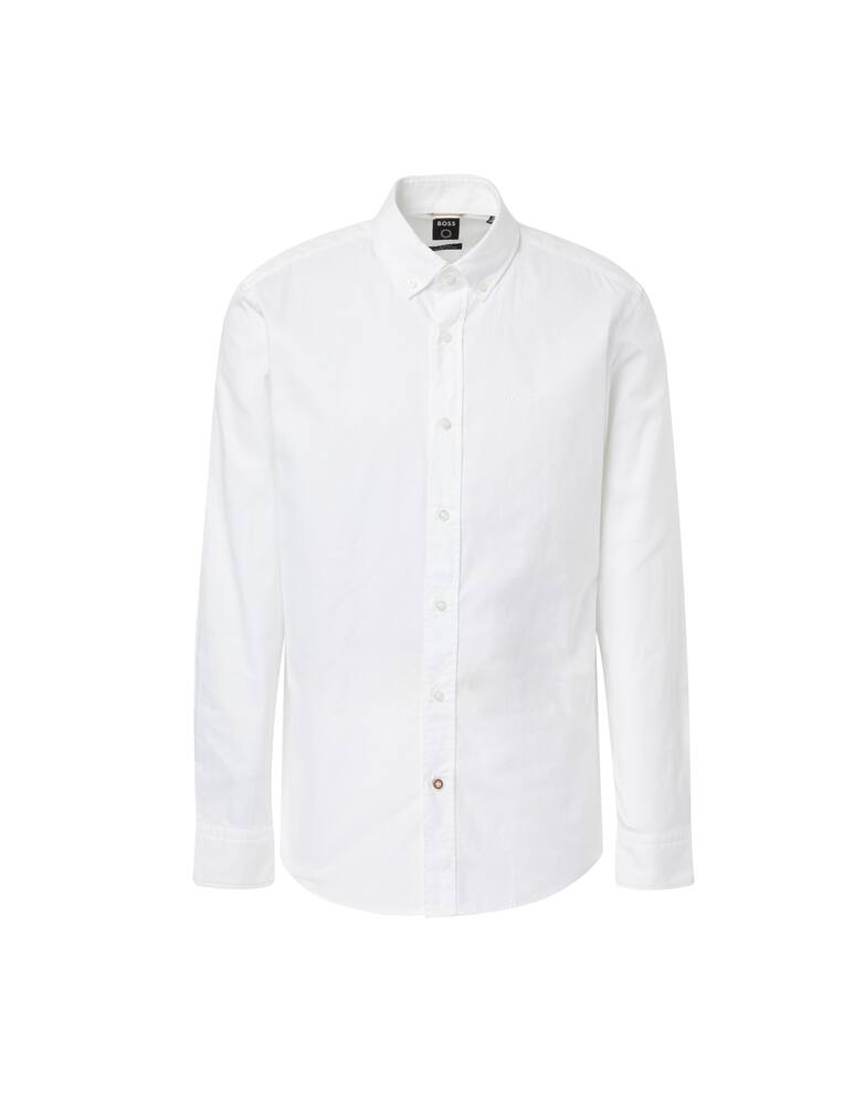 rinascente BOSS Contrast washed cotton slim shirt - white