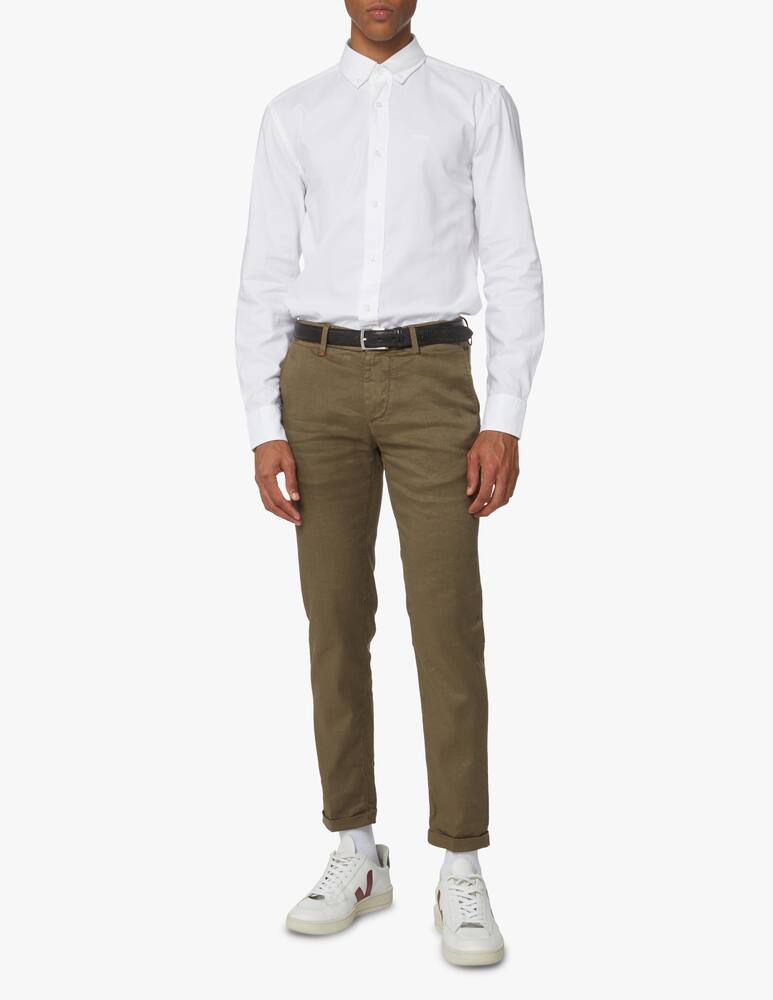 rinascente BOSS Contrast washed cotton slim shirt - white