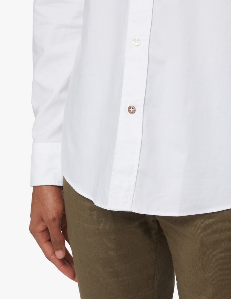 rinascente BOSS Contrast washed cotton slim shirt - white