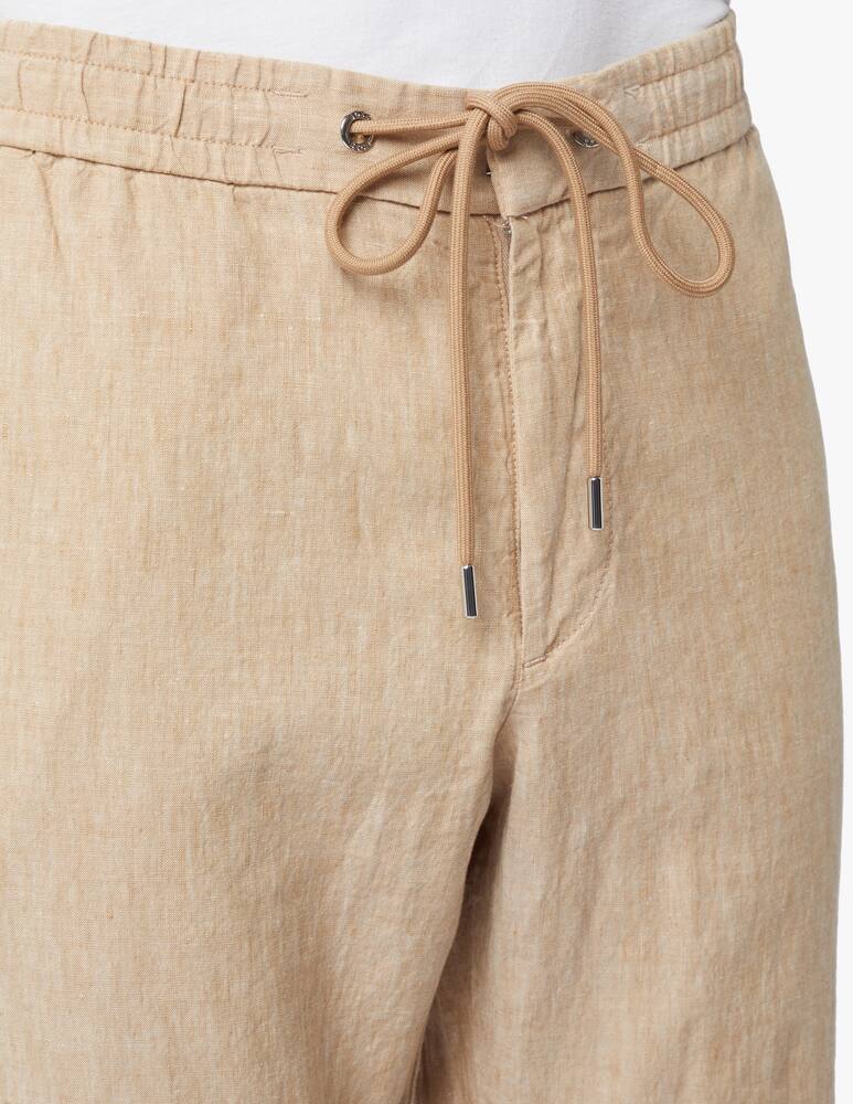 rinascente BOSS Yarn dyed linen coulisse pant - brown