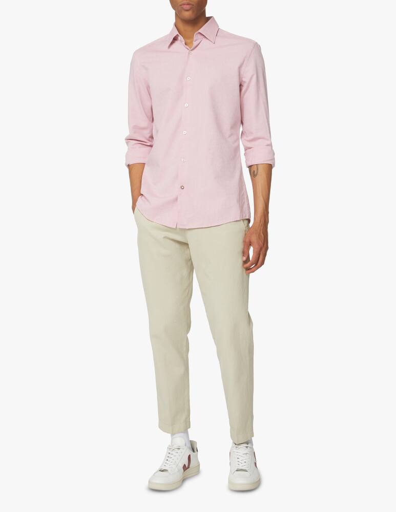 rinascente BOSS Cotton linen patterned slim shirt - multi