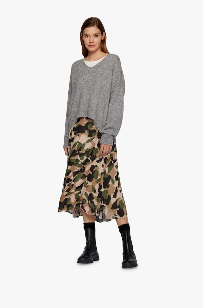 rinascente BOSS Silk skirt with asymmetrical hem and graphic print