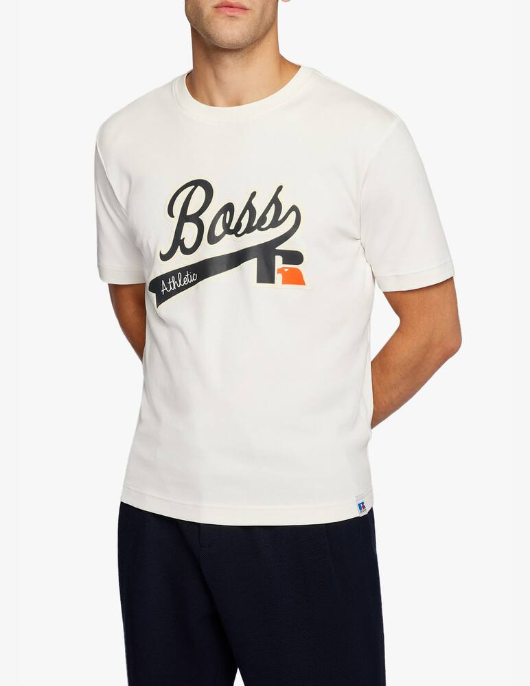 rinascente BOSS Maglietta girocollo con logo russell athletic - bianco