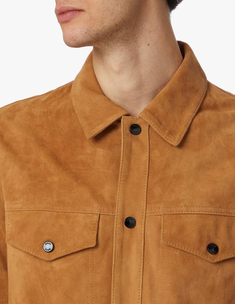 rinascente BOSS Chest pocket suede overshirt - brown