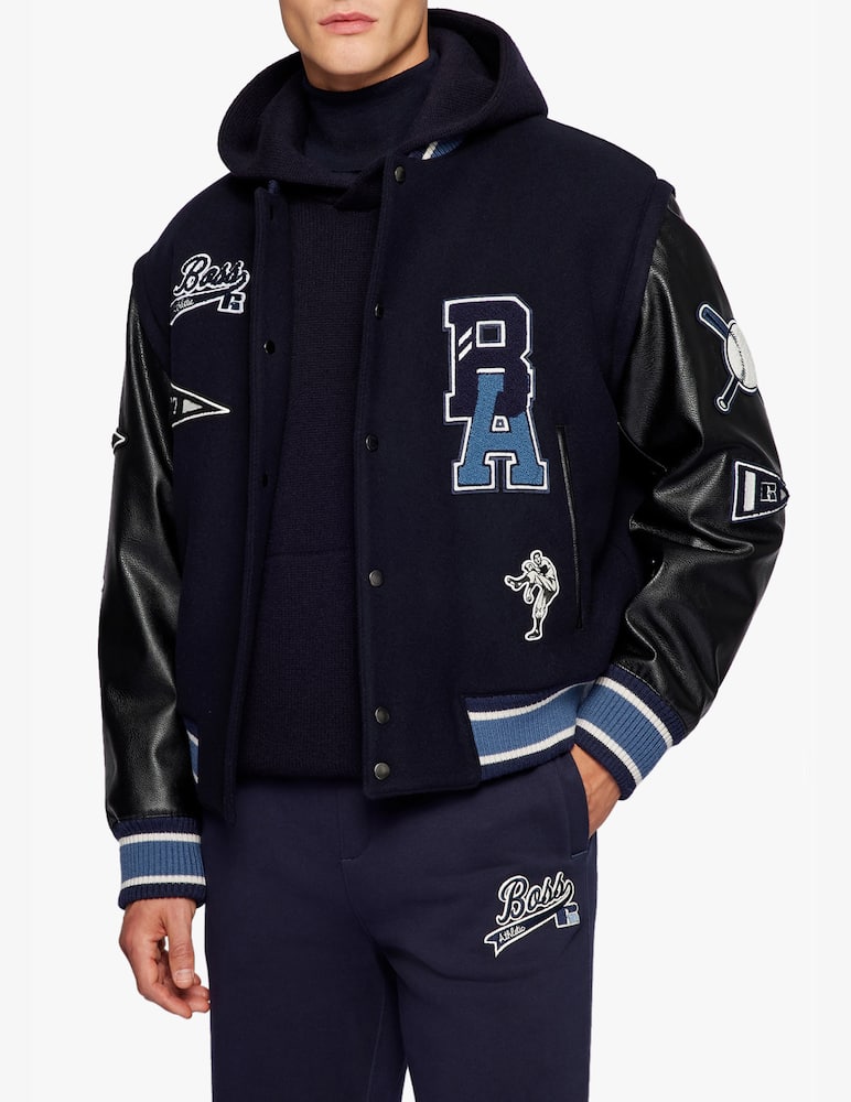 rinascente BOSS Varsity russell athletic bomber jacket - blue