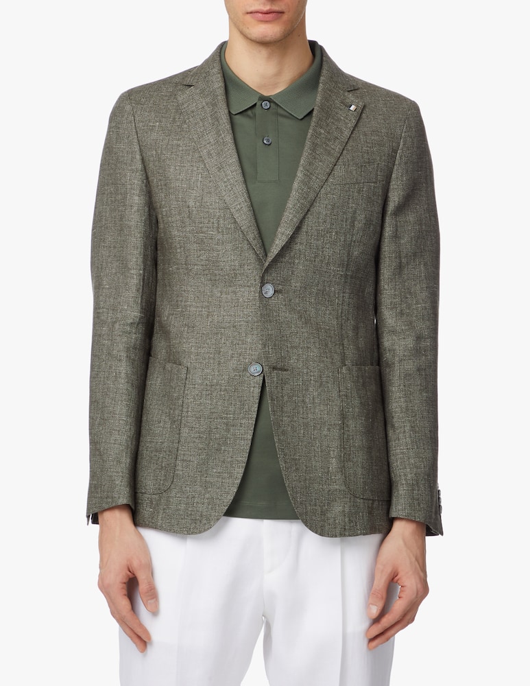 BOSS Blazer misto lino micro fantasia reda - verde - immagine 1 BOSS Blazer misto lino micro fantasia reda - verde - immagine 1