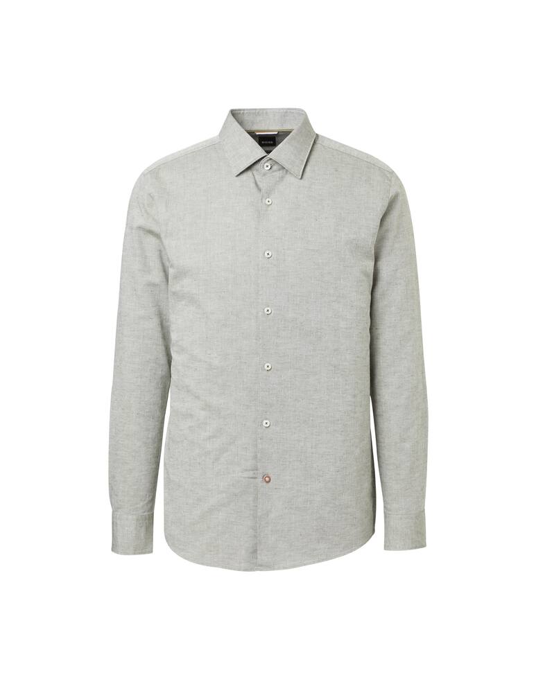 rinascente BOSS Cotton linen patterned slim shirt - multi