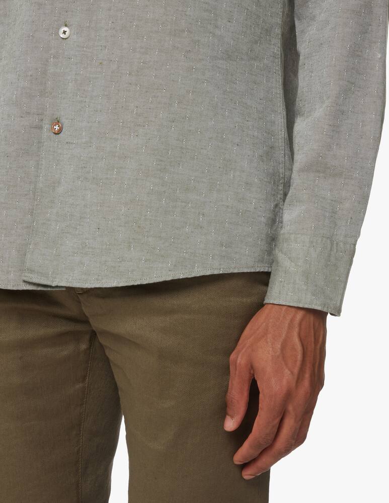 rinascente BOSS Cotton linen patterned slim shirt - multi