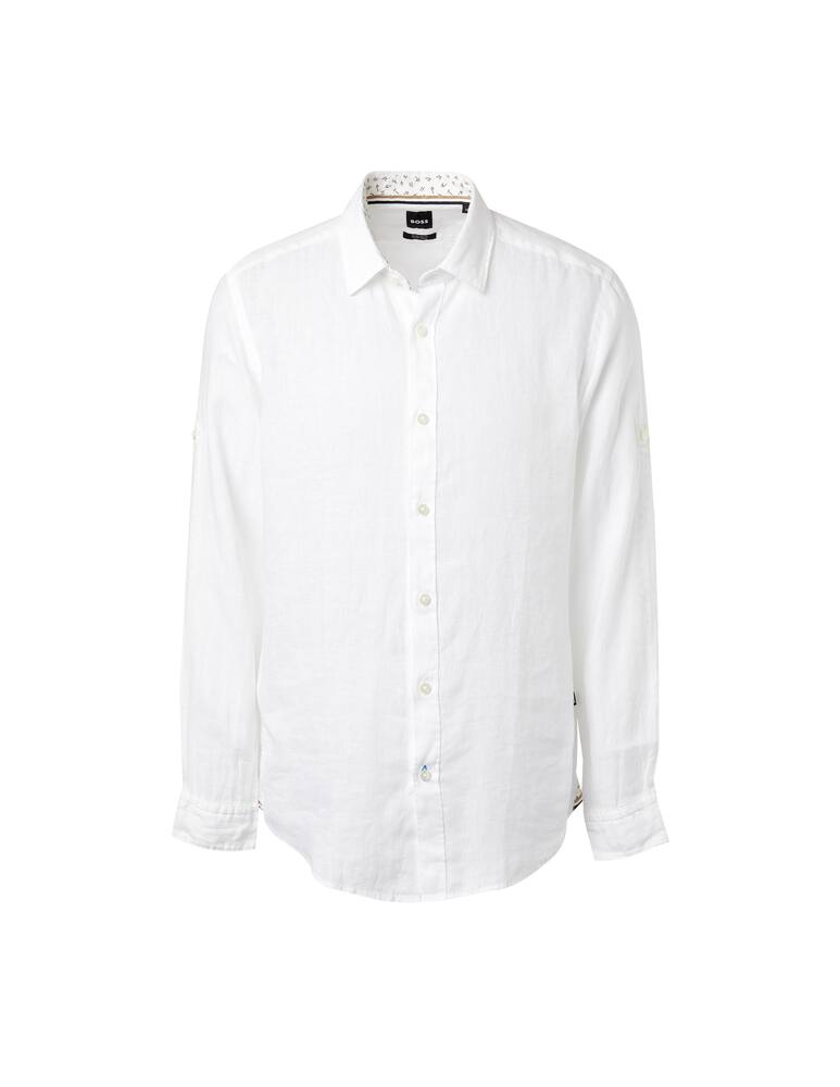 rinascente BOSS Camicia manica lunga reg lino lavato - bianco