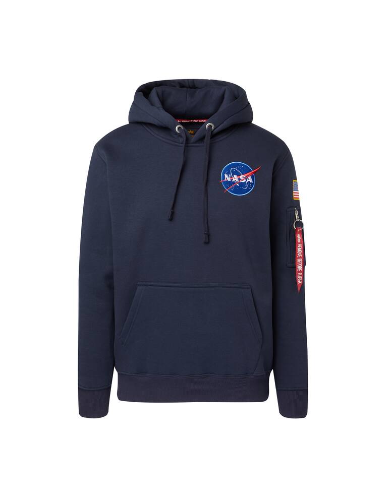 rinascente Alpha Industries Back space shuttle patch hoodie - blue