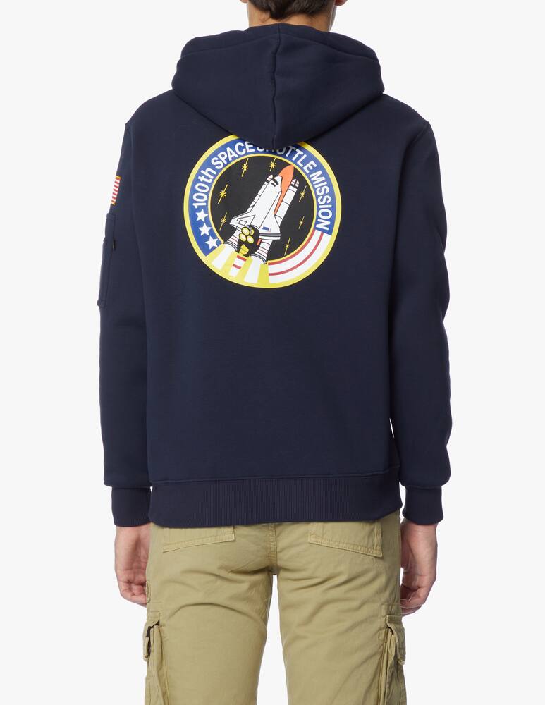 rinascente Alpha Industries Back space shuttle patch hoodie - blue