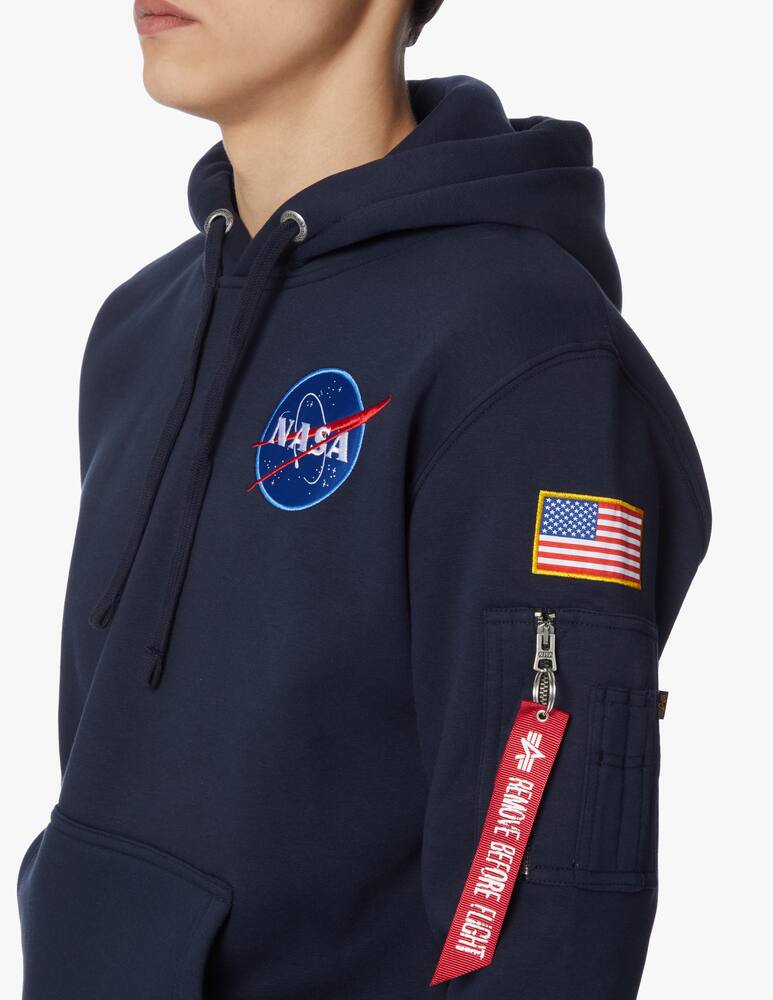 rinascente Alpha Industries Back space shuttle patch hoodie - blue