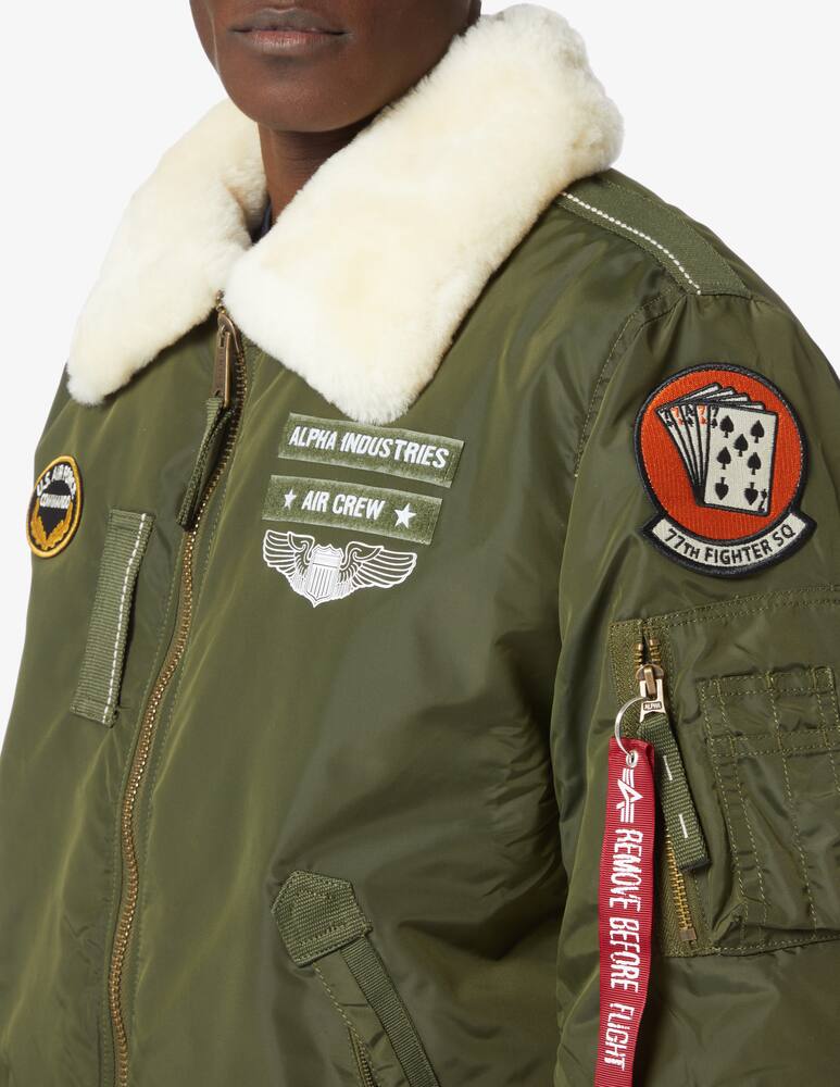 rinascente Alpha Industries Patch bomber jacket ecofur neck  - Green