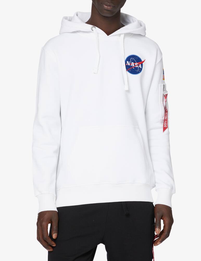 rinascente Alpha Industries Back shuttle patch hoodie - White
