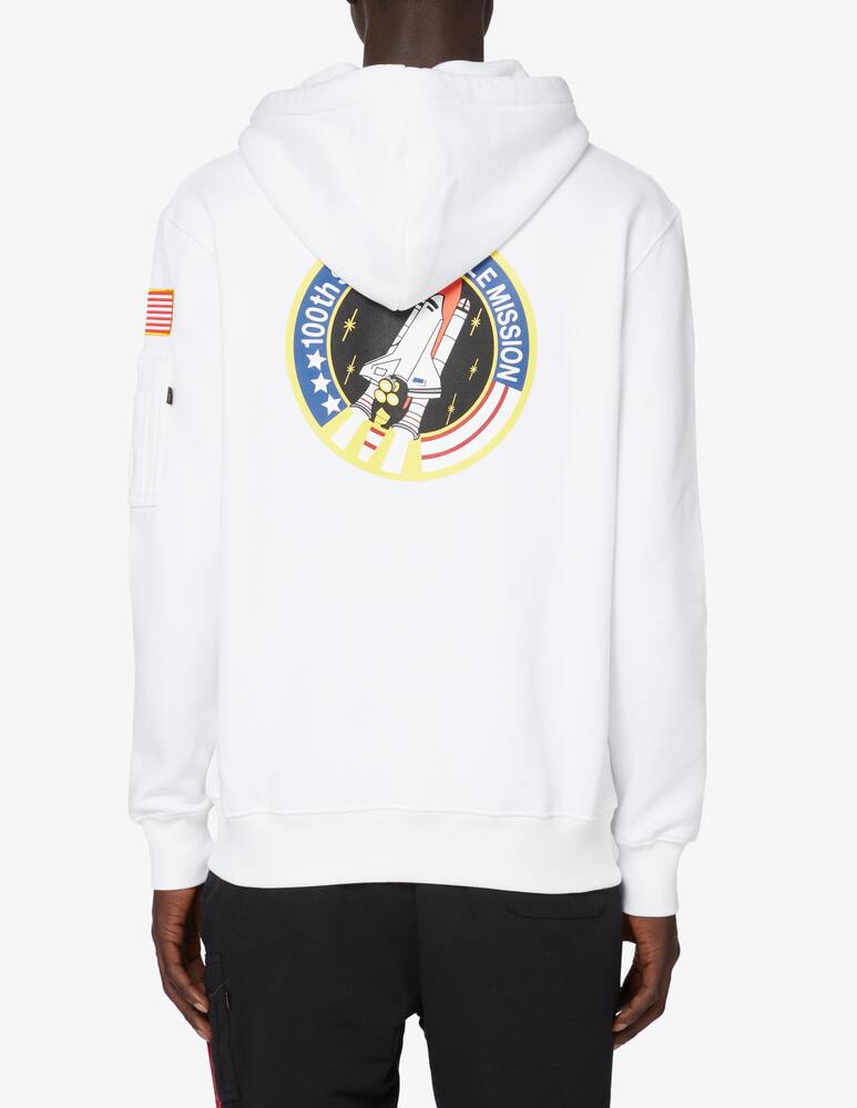rinascente Alpha Industries Back shuttle patch hoodie - White