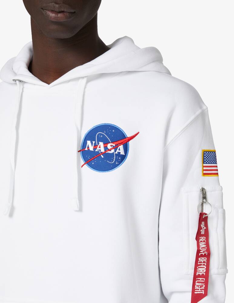 rinascente Alpha Industries Back shuttle patch hoodie - White