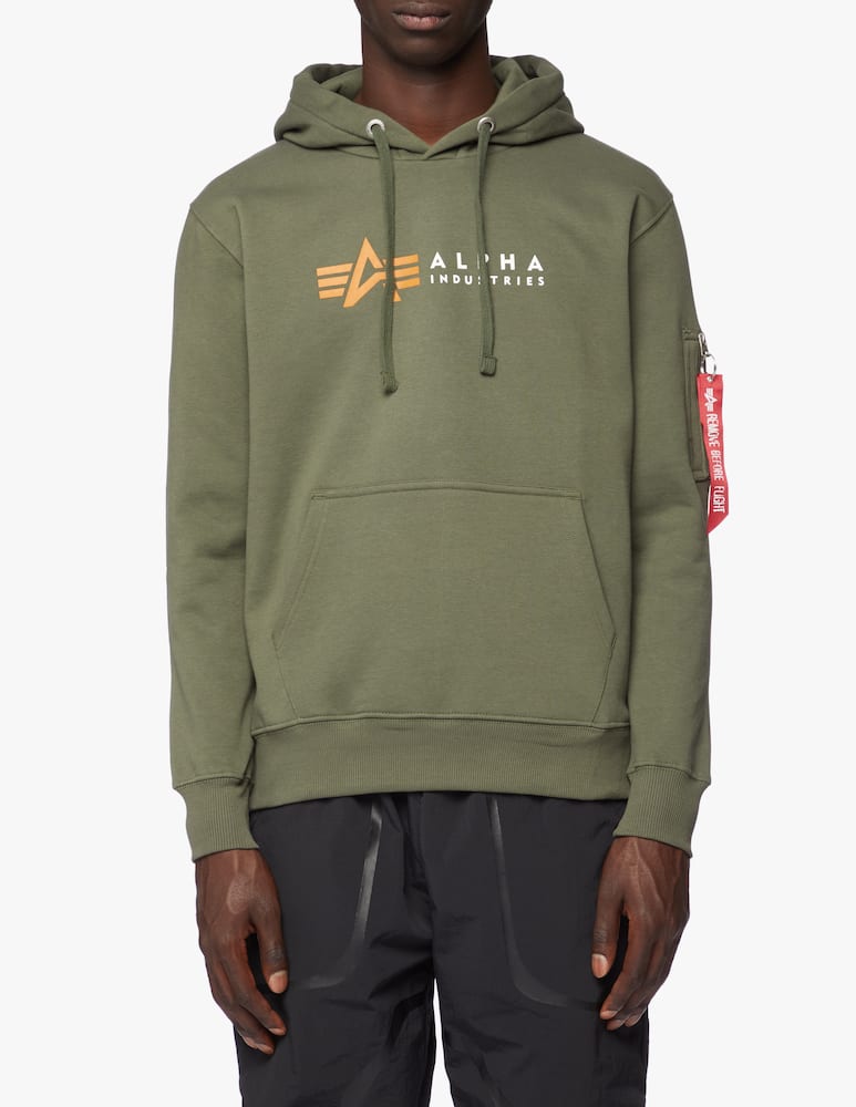 rinascente Alpha Industries Felpa con cappuccio basic logo tirante - Oliva
