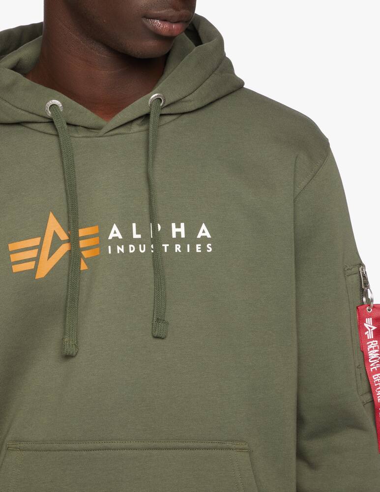 rinascente Alpha Industries Felpa con cappuccio basic logo tirante - Oliva