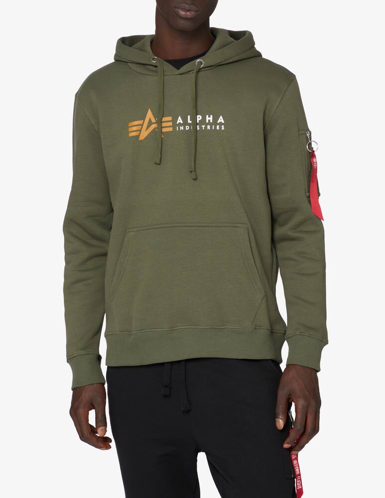 rinascente Alpha Industries Felpa con cappuccio basic logo tirante - Oliva