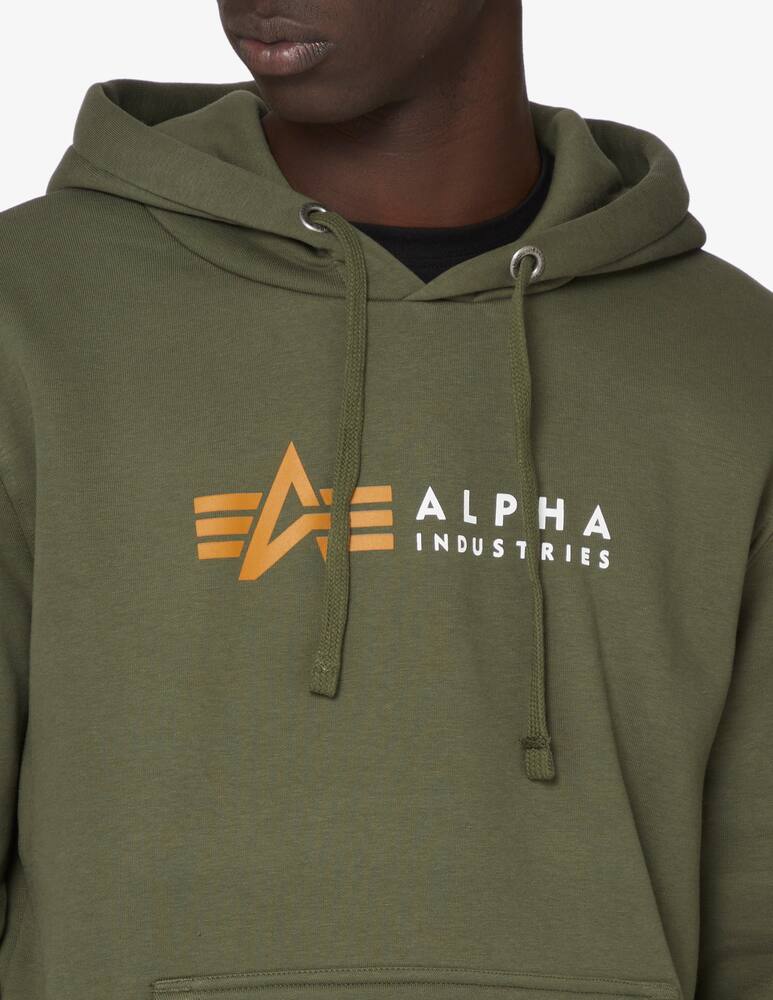 rinascente Alpha Industries Felpa con cappuccio basic logo tirante - Oliva