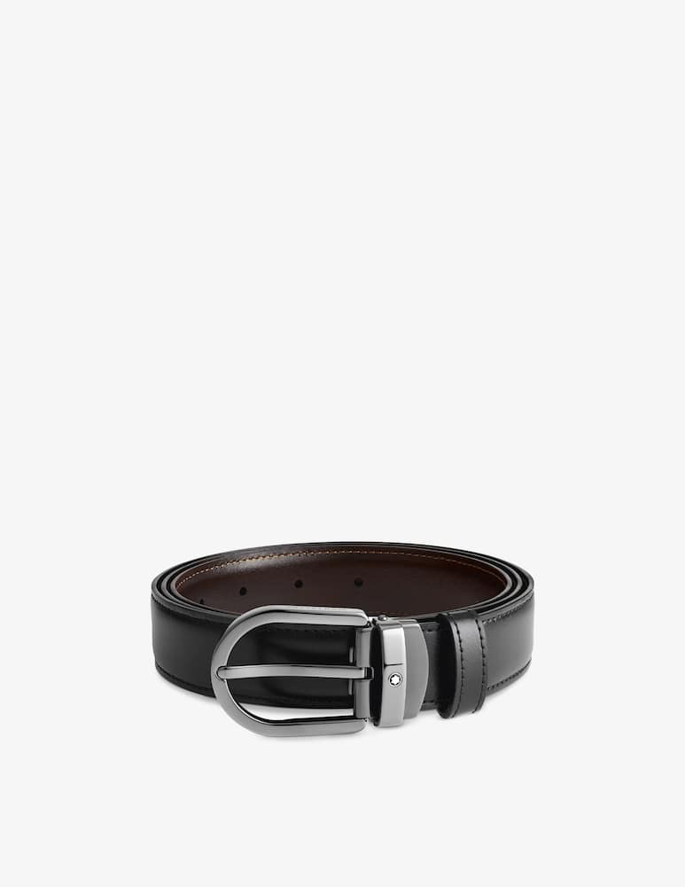 Montblanc Cintura reversibile in pelle nera/marrone 30 mm con fibbia a ferro di cavallo - immagine 1 Montblanc Cintura reversibile in pelle nera/marrone 30 mm con fibbia a ferro di cavallo - immagine 1