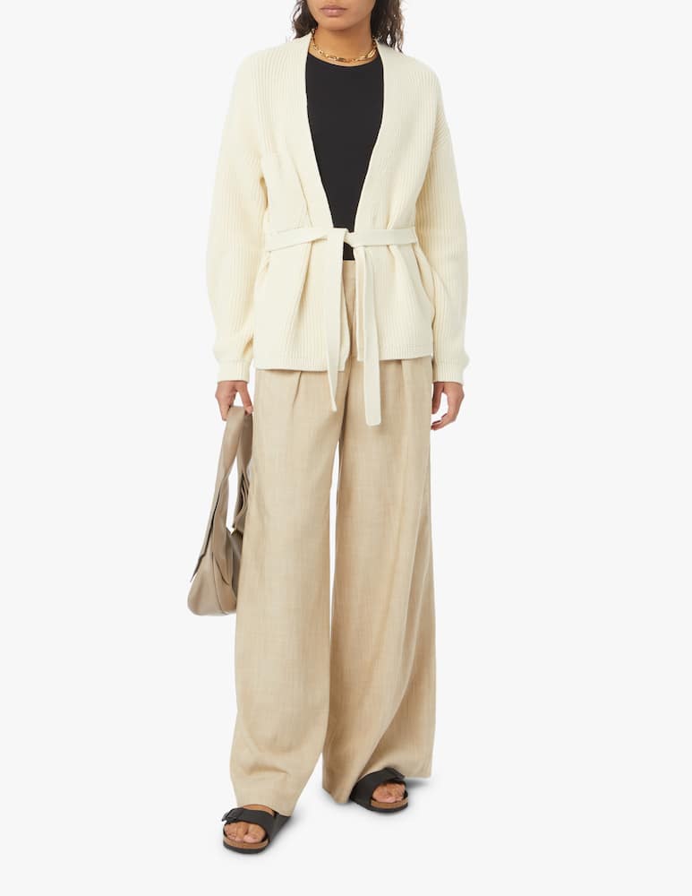 rinascente Closed Cardigan in cotone con cintura - bianco