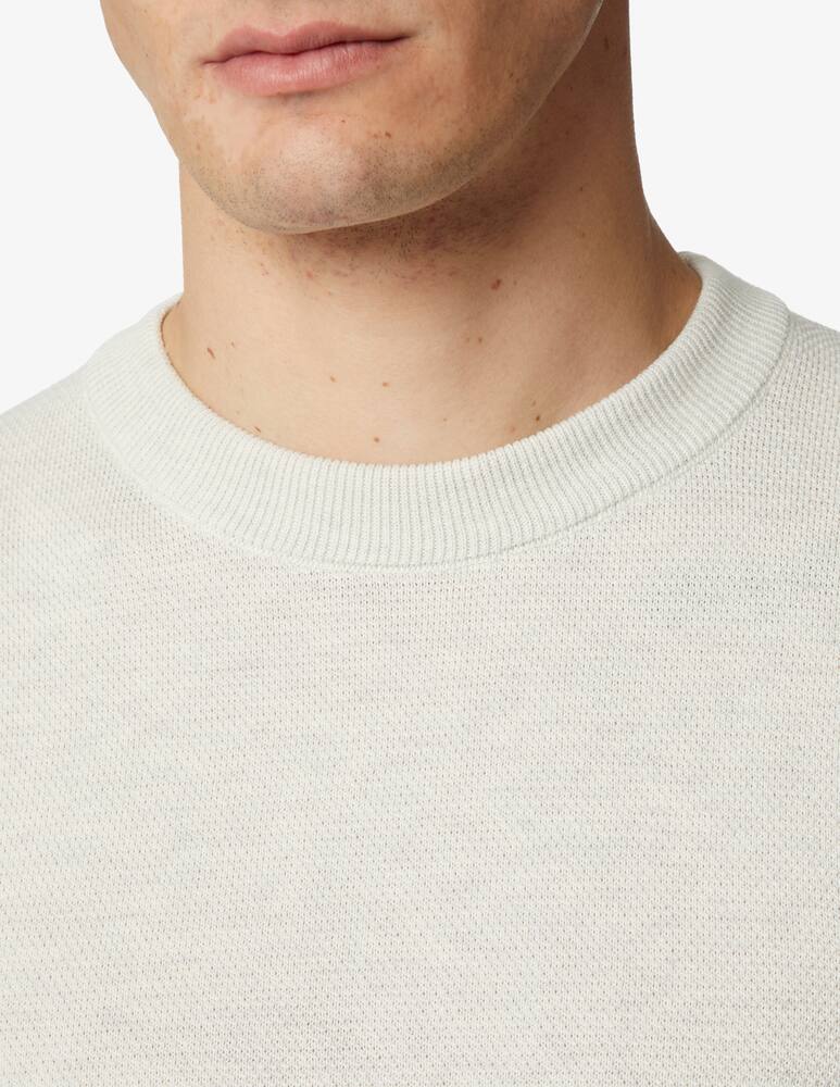 rinascente BOSS Crew-neck sweater in structured cotton - White