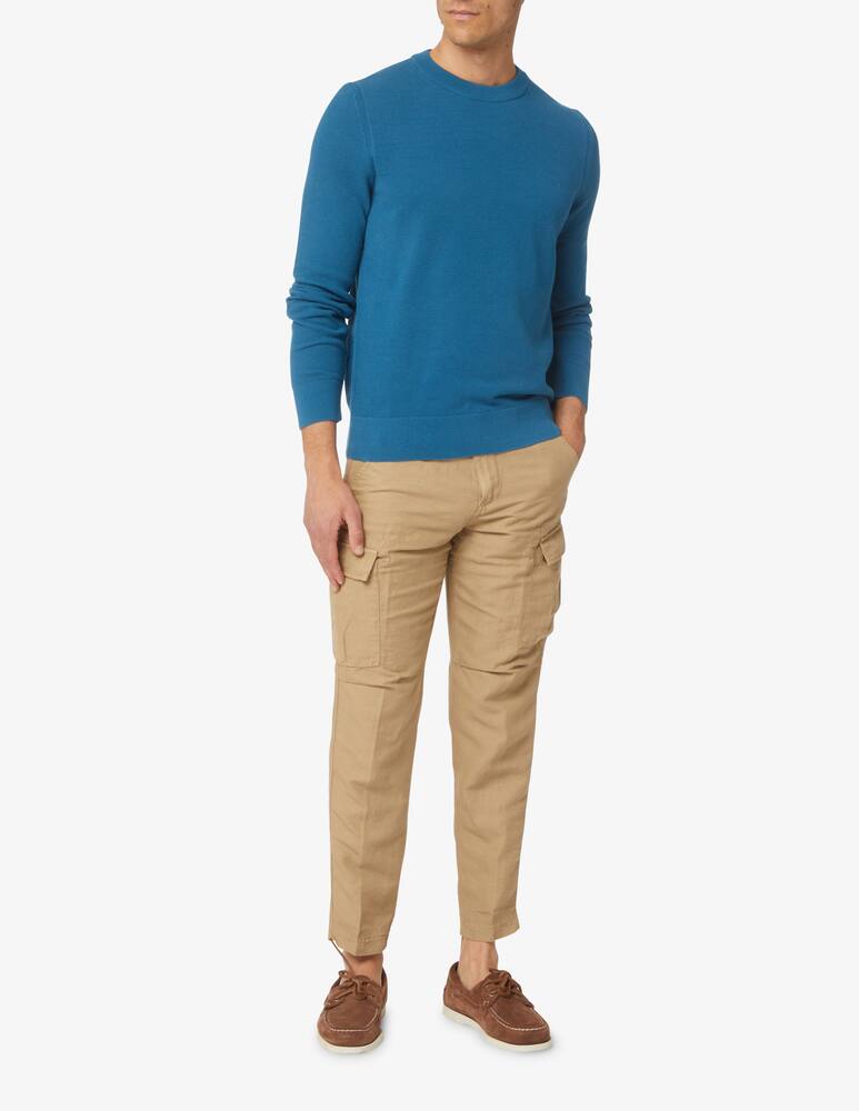 rinascente BOSS Crew-neck sweater in structured cotton - Blue