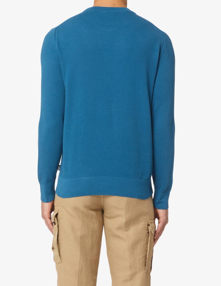 rinascente BOSS Crew-neck sweater in structured cotton - Blue