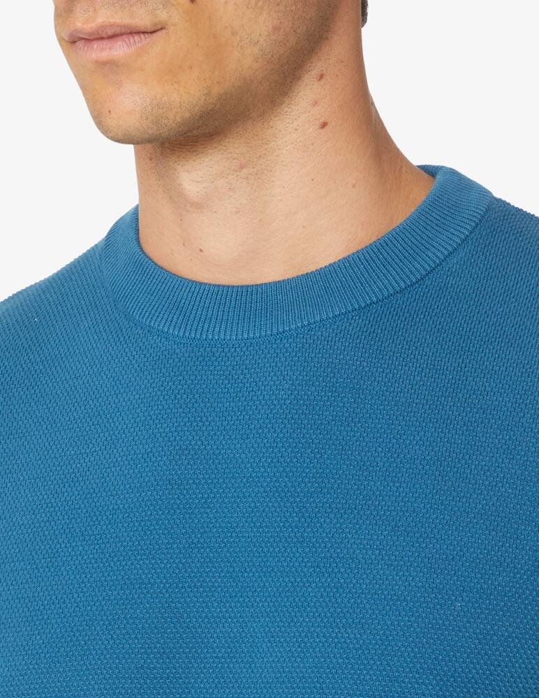 rinascente BOSS Crew-neck sweater in structured cotton - Blue