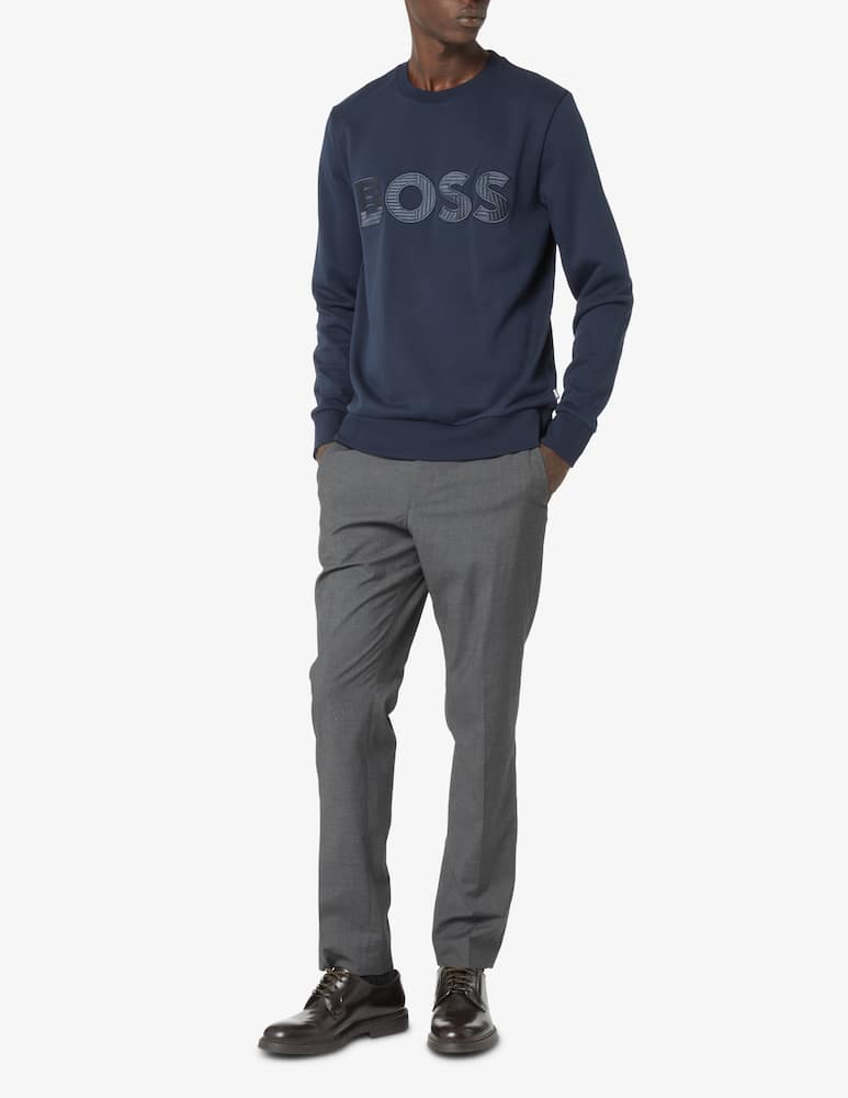 rinascente BOSS Felpa girocollo in jersey con logo - Blu