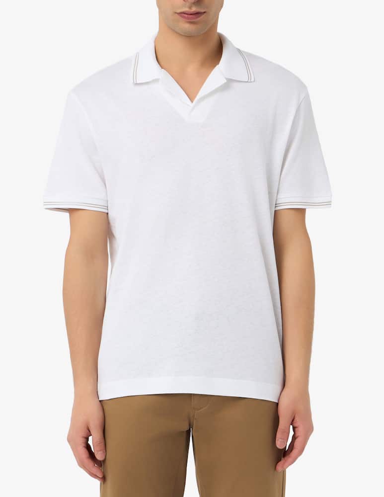 rinascente BOSS Polo scollo a V regular fit in cotone e lino