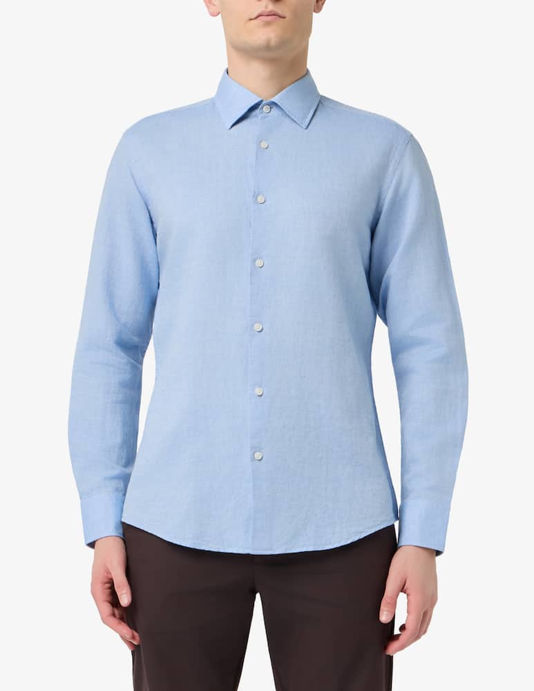 rinascente BOSS Camicia collo a contrasto  regular fit in cotone e lino