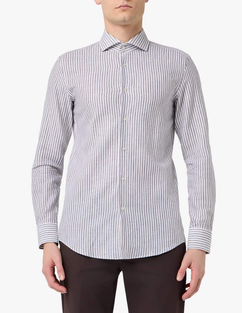 rinascente BOSS Striped slim fit cotton shirt