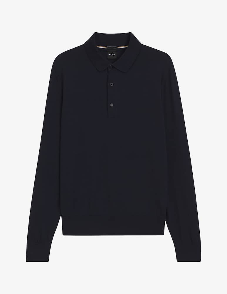 BOSS Merino long-sleeve polo jumper - picture 1 BOSS Merino long-sleeve polo jumper - picture 1