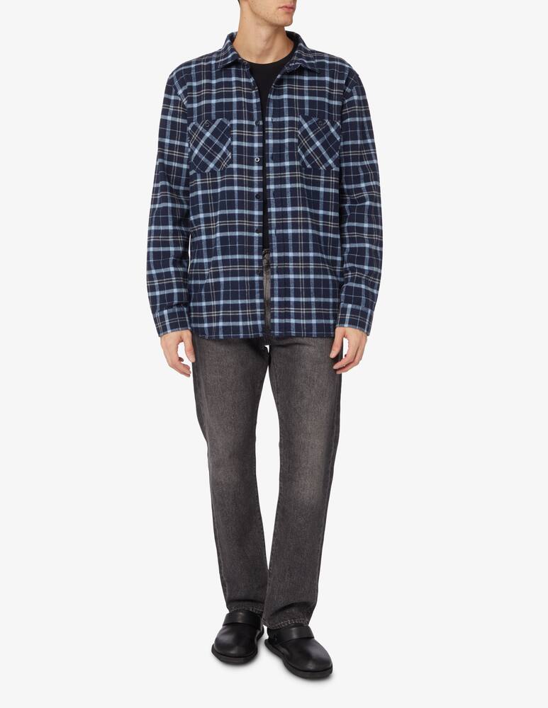 rinascente Edwin Camicia oversize check roses sul retro - Blu