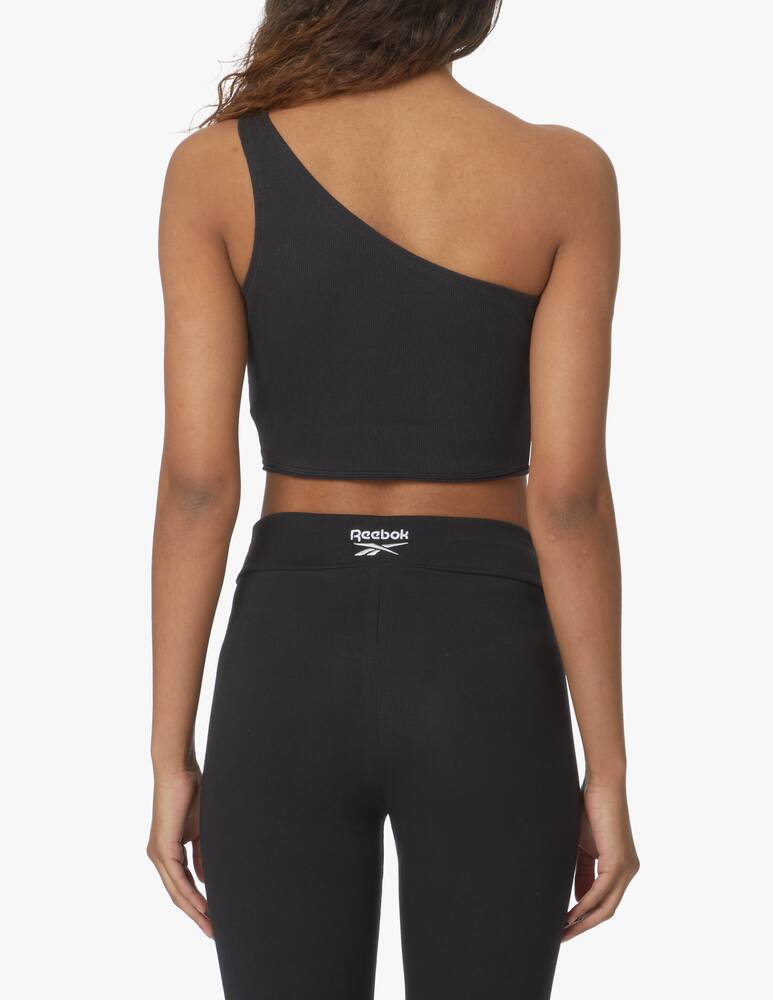 rinascente Reebok One-shoulder sports cotton top - black